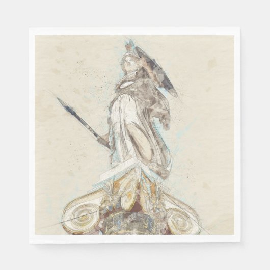 Serviette En Papier Croquis de Statue de Naples Athéna - Grec ancien (Devant)