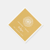 Serviette En Papier Croquis de tournesol jaune Mariage personnalisé (Coin)