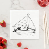 Serviette En Papier Croquis de voilier (En situation)