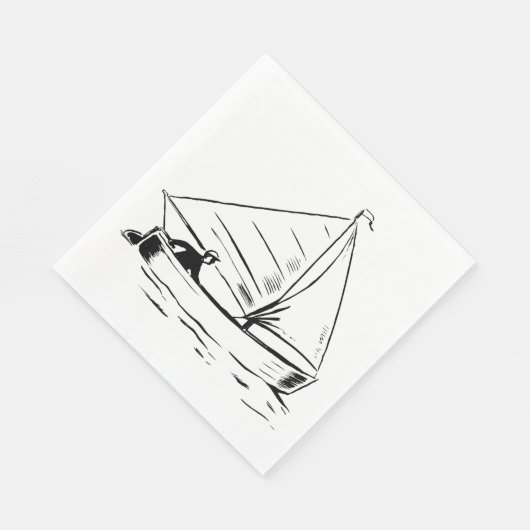 Serviette En Papier Croquis de voilier (Coin)