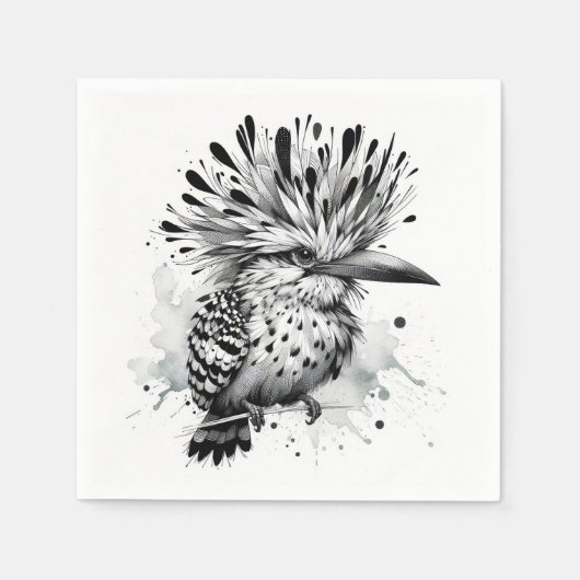 Serviette En Papier Croquis d'encre d'oiseau (Devant)