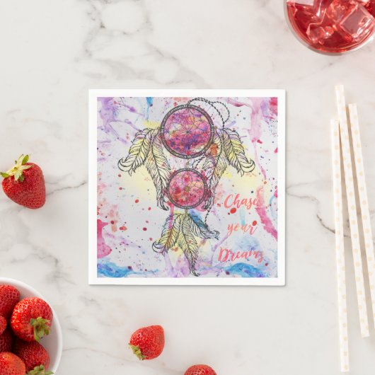 Serviette En Papier Croquis en aquarelle Dreamcatcher "Chase your Drea (En situation)