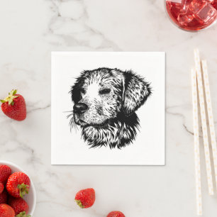 Serviette En Papier Croquis en tête de canine