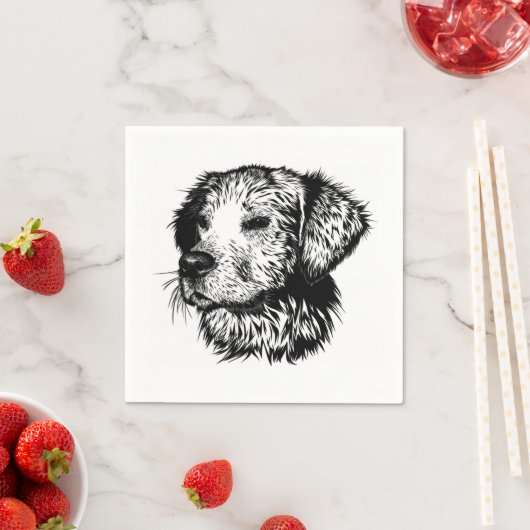 Serviette En Papier Croquis en tête de canine (En situation)