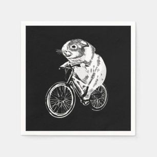 Serviette En Papier Croquis mignon Bicyclette de porc Guinée Cute Or