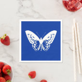 Serviette En Papier Croquis papillon, bleu cobalt et blanc (En situation)