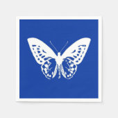 Serviette En Papier Croquis papillon, bleu cobalt et blanc (Devant)