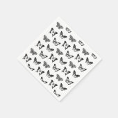 Serviette En Papier Croquis papillon, noir et blanc (Coin)