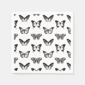 Serviette En Papier Croquis papillon, noir et blanc (Devant)