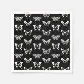 Serviette En Papier Croquis papillon, noir et blanc (Devant)