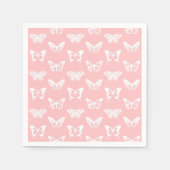 Serviette En Papier Croquis papillon, rose coquille et blanc (Devant)