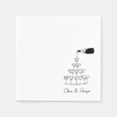 Serviette En Papier Croquis Tour Champagne Nom personnalisé Mariage (Devant)