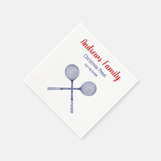 Serviette En Papier Crossed Squash Racquets Blue (Coin)