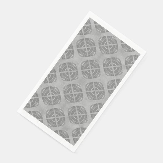 Serviette En Papier Crosses and Circles Grey Geometric Pattern (Coin)