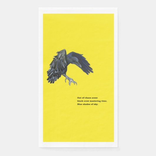Serviette En Papier Crow noir et Haiku (Devant)