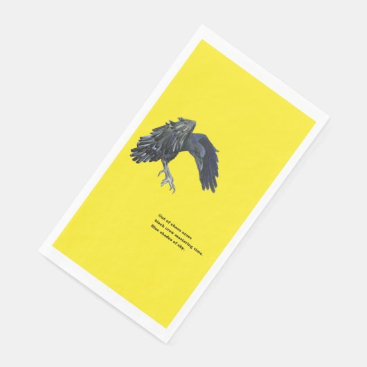 Serviette En Papier Crow noir et Haiku (Coin)