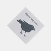 Serviette En Papier Crow noir sur gris Personnalisé (Coin)