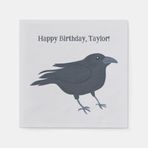 Serviette En Papier Crow noir sur gris Personnalisé
