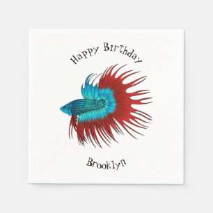 Serviette En Papier Crowntail betta fish dessin animé