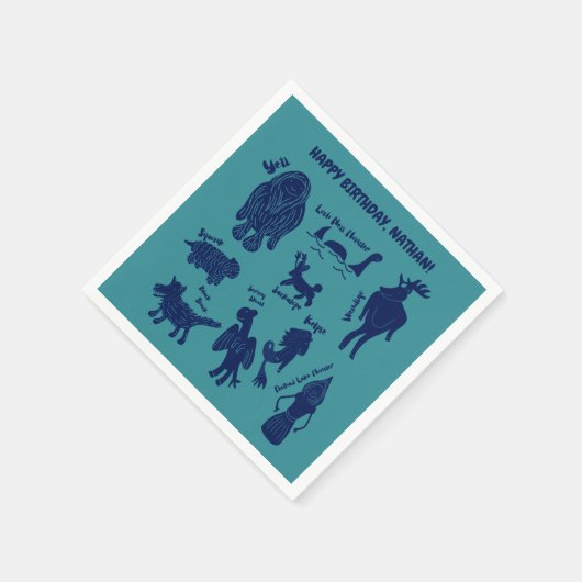 Serviette En Papier Cryptides Cartographie Cryptozoologie Monstres Per (Coin)