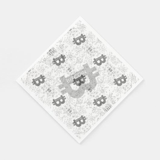 Serviette En Papier Cryptomonnaie numérique Bitcoin Noir et blanc (Coin)