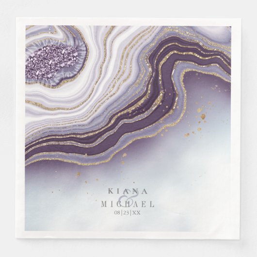 Serviette En Papier Crystal Agate Mariage Amethyst ID825 (Devant)