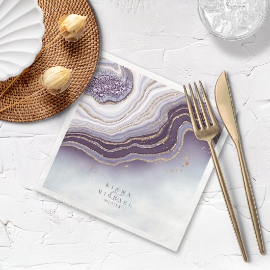 Serviette En Papier Crystal Agate Mariage Amethyst ID825