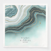 Serviette En Papier Crystal Agate Mariage Turquoise ID825 (Devant)
