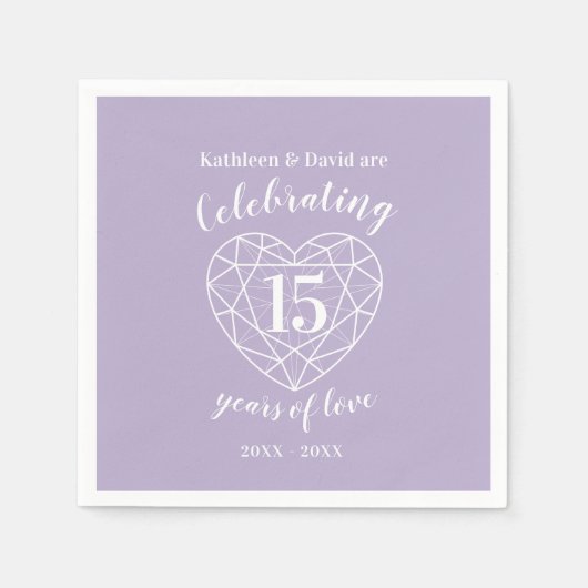 Serviette En Papier Crystal anniversaire 15 ans de serviettes d'amour (Devant)