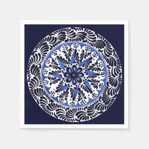 Serviette En Papier Cuatro Talavera bleu et blanc