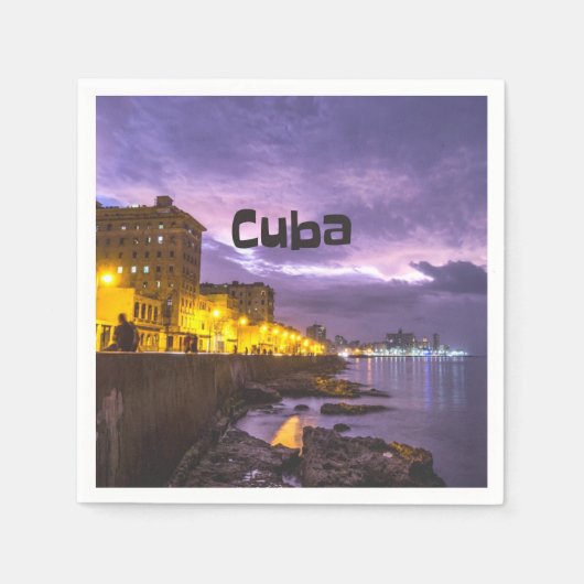 Serviette En Papier Cuba La Havane La Nuit (Devant)