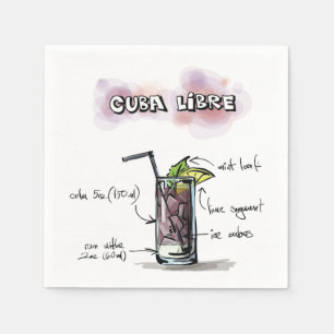 Serviette En Papier Cuba Libre Drink Recette Cocktail Napkin