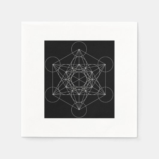 Serviette En Papier Cube de Metatron noir et blanc (Devant)
