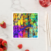 Serviette En Papier Cubes abstraits violets (En situation)
