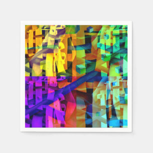Serviette En Papier Cubes abstraits violets