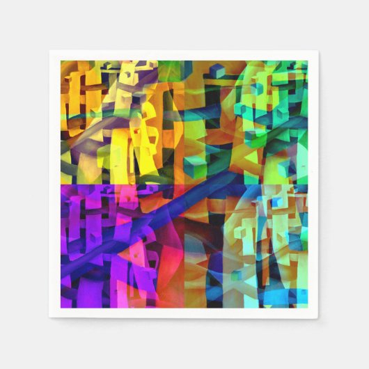 Serviette En Papier Cubes abstraits violets (Devant)