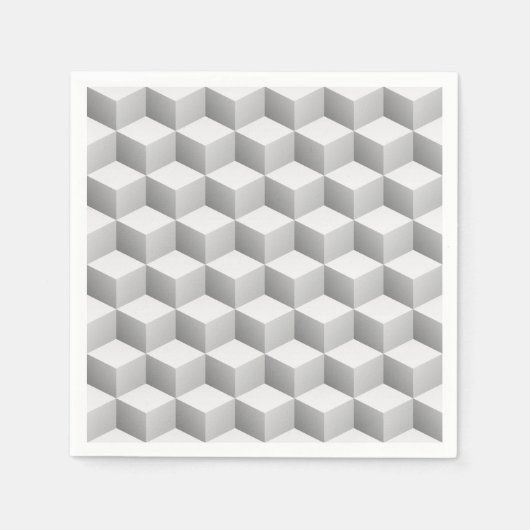 Serviette En Papier Cubes d'apparence 3D gris blanc (Devant)