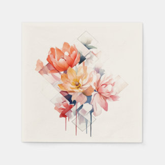Serviette En Papier Cubes&Flowers: Personalized Wedding Napkins
