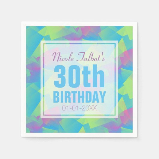Serviette En Papier Cubist Abstrait Pastel 30e Anniversaire Papier Nap (Devant)