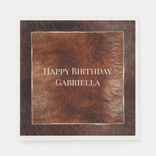 Serviette En Papier Cuir aspect marron foncé et chaud Western (Devant)