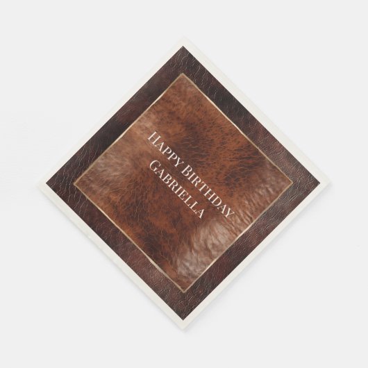 Serviette En Papier Cuir aspect occidental marron foncé et chaud (Coin)