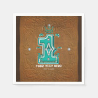 Cuir Brun Rustique Occidental et Diamants 1 Un