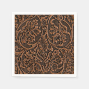 Serviette En Papier Cuir Rustique Embossé