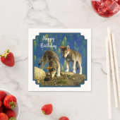 Serviette En Papier Cuisine Curieux Pups De Loup Gris (En situation)