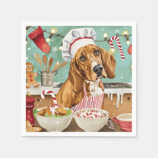 Serviette En Papier Cuisine de vacances Coonhound : Festive Noël (Devant)