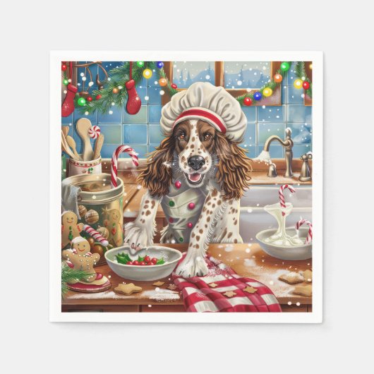 Serviette En Papier Cuisine de vacances Setter anglais : Festive Chris (Devant)