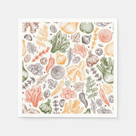 Serviette En Papier Cuisine Garden Motif végétal (Devant)