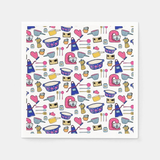 Serviette En Papier Cuisine Lumineuse Ustensiles motif Chef Cake Baker (Devant)