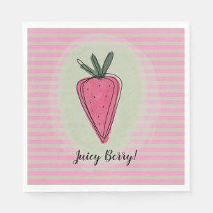 Serviette En Papier Cuisine Pastel Pink Stripes Juicy Fraise Napkins