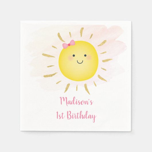 Serviette En Papier Cuisine Sunshine Rose & Or Anniversaire (Devant)
